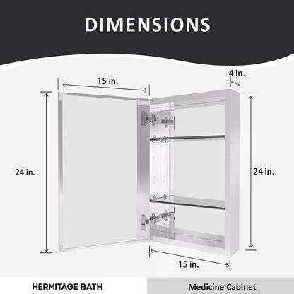 Flicker 15 in. W x 24 in. H Rectangular Aluminum or Surface-Mount Beveled Medicine Cabinet with Mirror