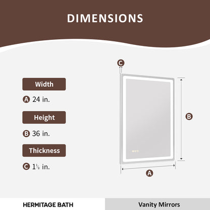 Niveous Frameless LED Vanity Mirror - Available in 24x36 in. & Other Sizes