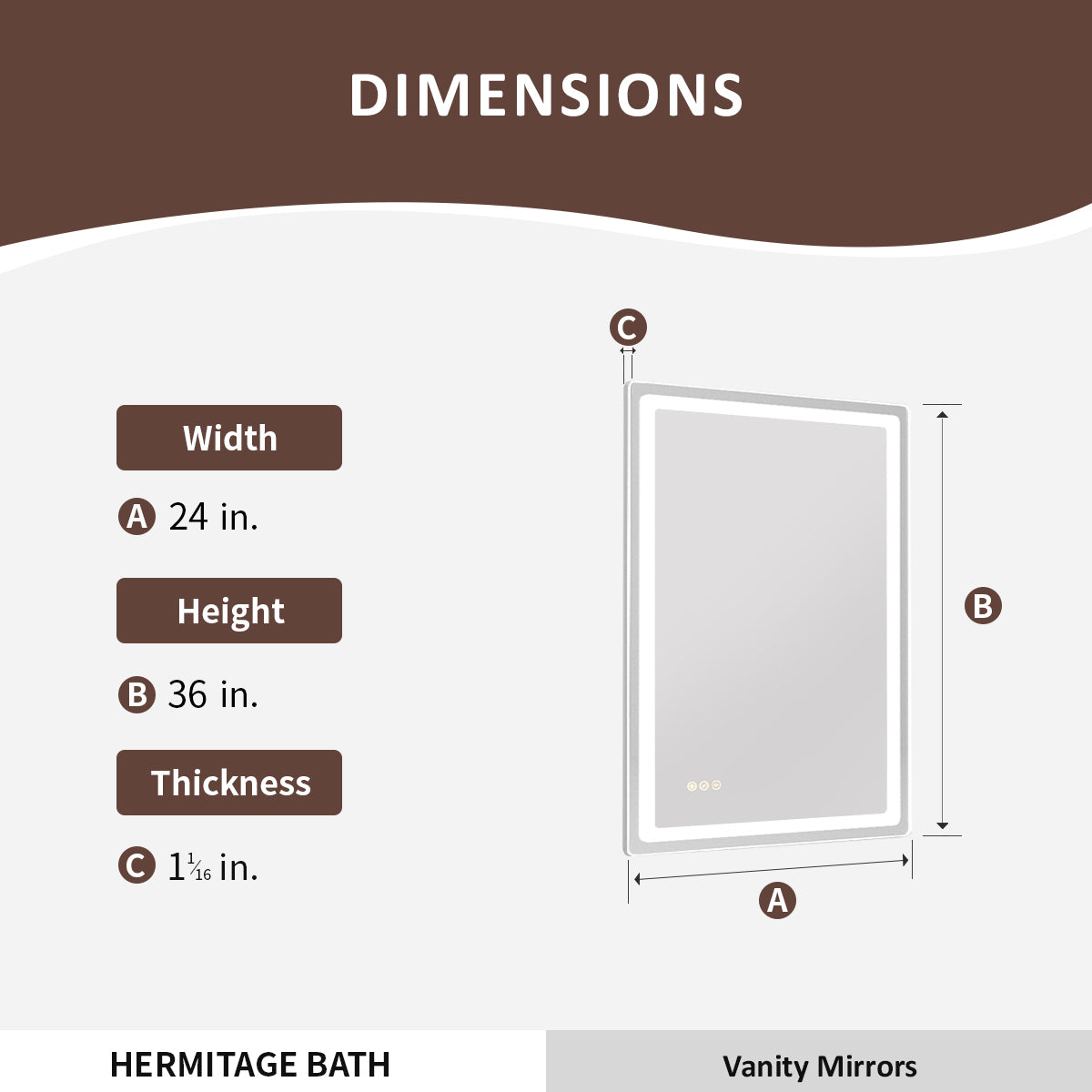 Niveous Frameless LED Vanity Mirror - Available in Multiple Sizes HBMU04-2436DF1-3_99bdb510-cab4-4a85-882e-f53d5ee4cddf