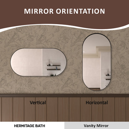 Tax 18 in. W. x 36 in. H Oval Framed Wall Bathroom Vanity Mirror HBOA-1836BL-11