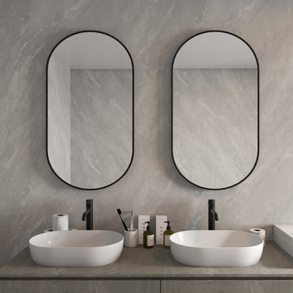 Tax 18 in. W. x 36 in. H Oval Framed Wall Bathroom Vanity Mirror HBOA-1836BL-6