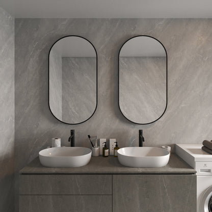 Tax 18 in. W. x 36 in. H Oval Framed Wall Bathroom Vanity Mirror HBOA-1836BL-7