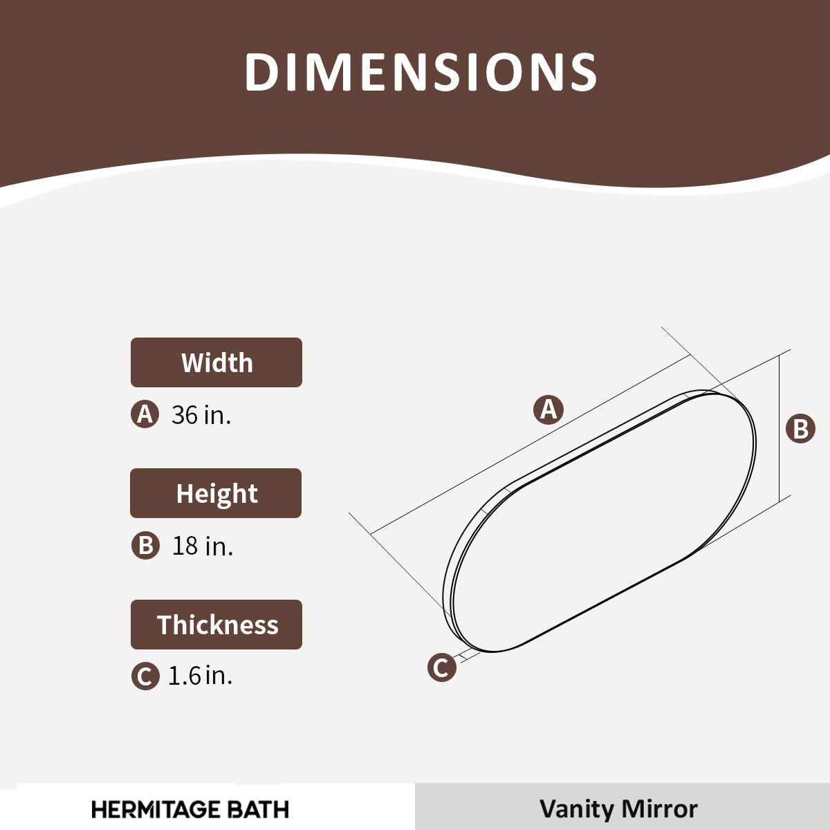 Tax 18 in. W. x 36 in. H Oval Framed Wall Bathroom Vanity Mirror HBOA-1836G-3