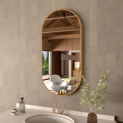 Tax 18 in. W. x 36 in. H Oval Framed Wall Bathroom Vanity Mirror HBOA-1836G-4