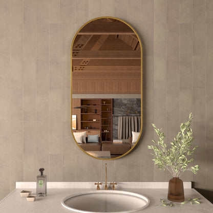 Tax 18 in. W. x 36 in. H Oval Framed Wall Bathroom Vanity Mirror HBOA-1836G-5