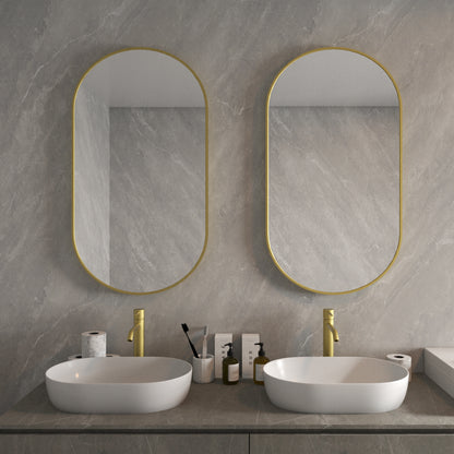 Tax 18 in. W. x 36 in. H Oval Framed Wall Bathroom Vanity Mirror HBOA-1836G-6