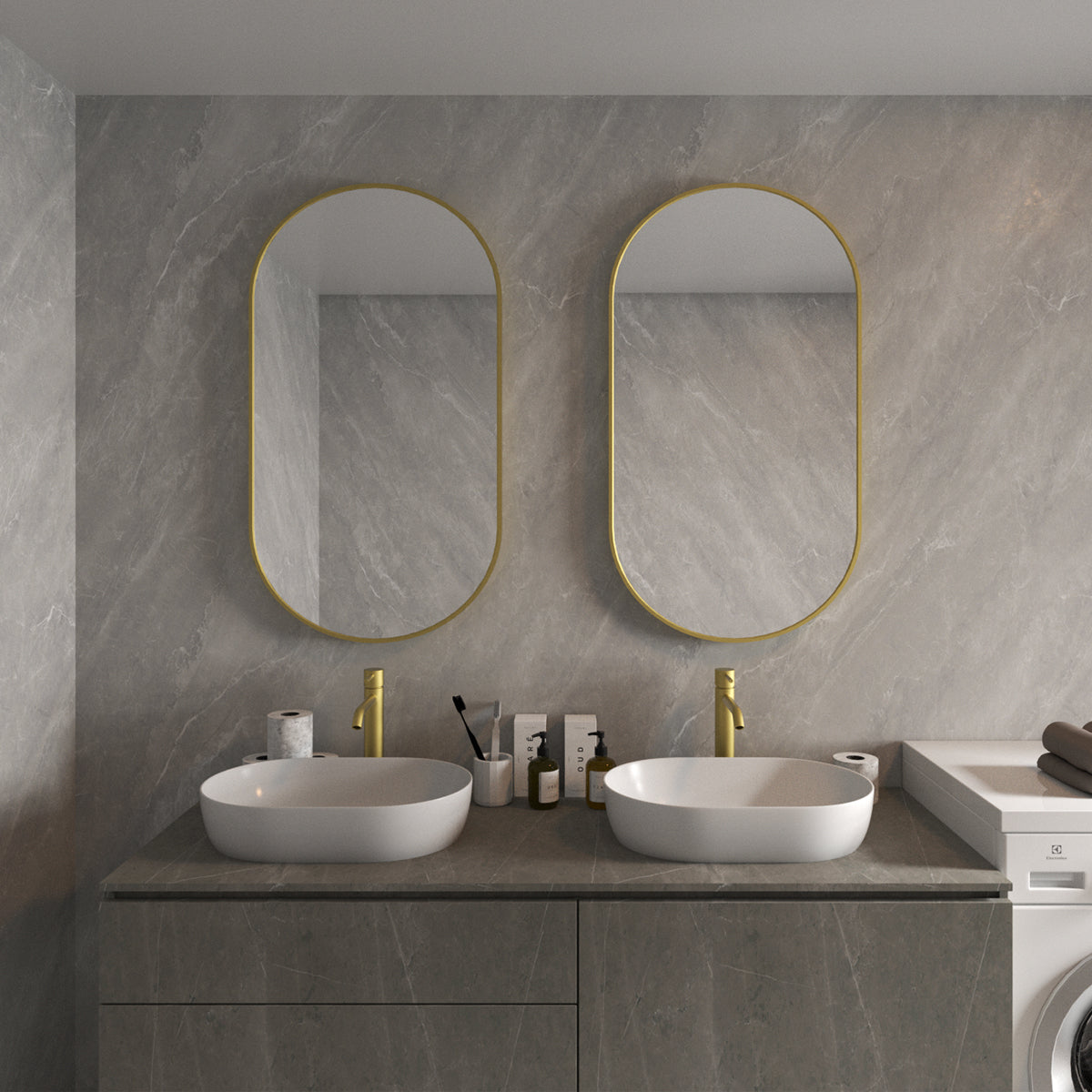 Tax 18 in. W. x 36 in. H Oval Framed Wall Bathroom Vanity Mirror HBOA-1836G-7