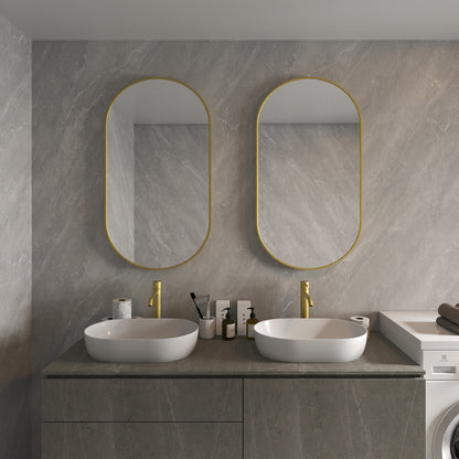 Tax 18 in. W. x 36 in. H Oval Framed Wall Bathroom Vanity Mirror HBOA-1836G-7