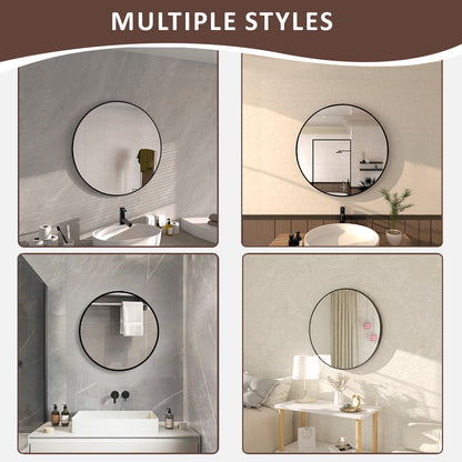 Tanx Round Framed Wall Bathroom Vanity Mirror in Matte Black