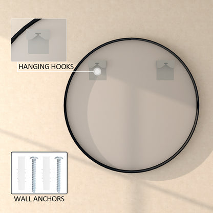 Tanx Round Framed Wall Bathroom Vanity Mirror in Matte Black