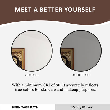 Tanx Round Framed Wall Bathroom Vanity Mirror in Matte Black