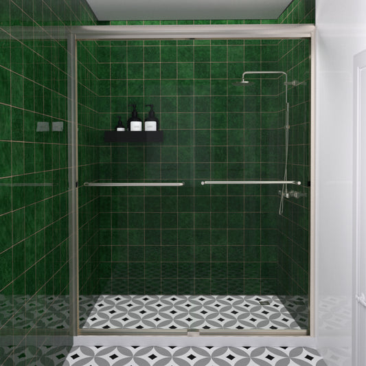 Shine 60 in. W x 72 in. H Semi-Frameless Sliding Shower Door with 5/16 in. Clear Tempered Glass