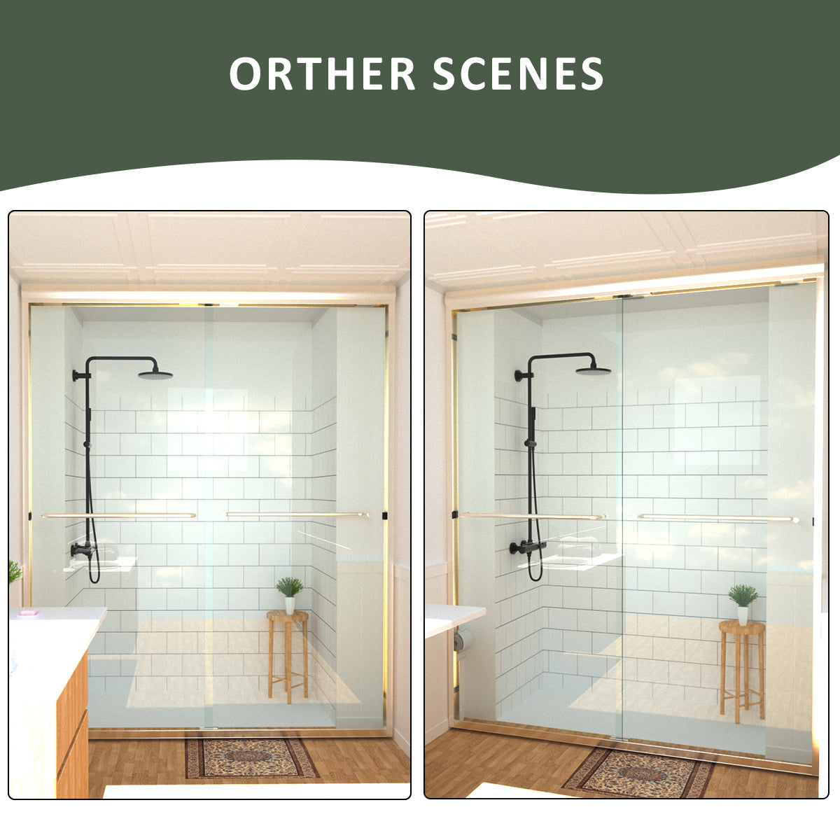 Nesso 60 in. W x 72 in. H Sliding Semi-Frameless Shower Door in Matte Black Finish with Clear Glass HBSD98-7260BN-10