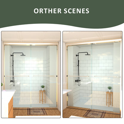 Nesso 60 in. W x 72 in. H Sliding Semi-Frameless Shower Door in Matte Black Finish with Clear Glass HBSD98-7260BN-10