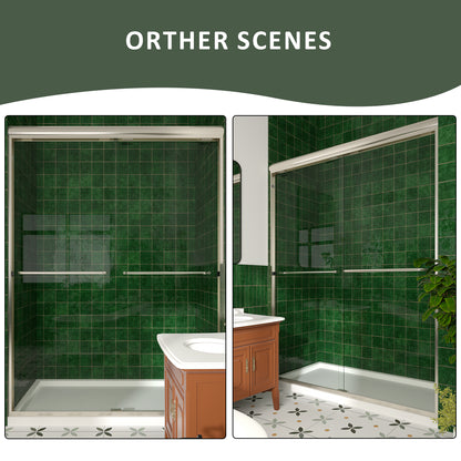 Nesso 60 in. W x 72 in. H Sliding Semi-Frameless Shower Door in Matte Black Finish with Clear Glass HBSD98-7260BN-11