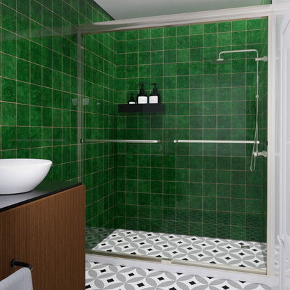 Nesso 60 in. W x 72 in. H Sliding Semi-Frameless Shower Door in Matte Black Finish with Clear Glass HBSD98-7260BN-2