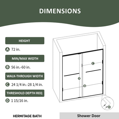 Nesso 60 in. W x 72 in. H Sliding Semi-Frameless Shower Door in Matte Black Finish with Clear Glass HBSD98-7260BN-3