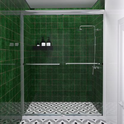 Nesso 60 in. W x 72 in. H Sliding Semi-Frameless Shower Door in Matte Black Finish with Clear Glass Chrome HBSD98-7260CR-1