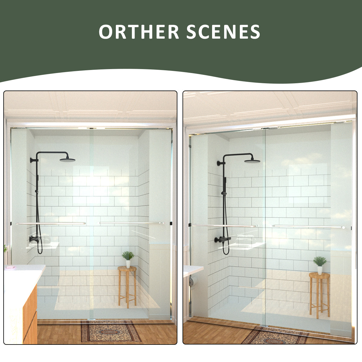 Nesso 60 in. W x 72 in. H Sliding Semi-Frameless Shower Door in Matte Black Finish with Clear Glass HBSD98-7260CR-10