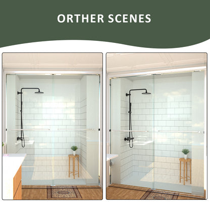 Nesso 60 in. W x 72 in. H Sliding Semi-Frameless Shower Door in Matte Black Finish with Clear Glass HBSD98-7260CR-10