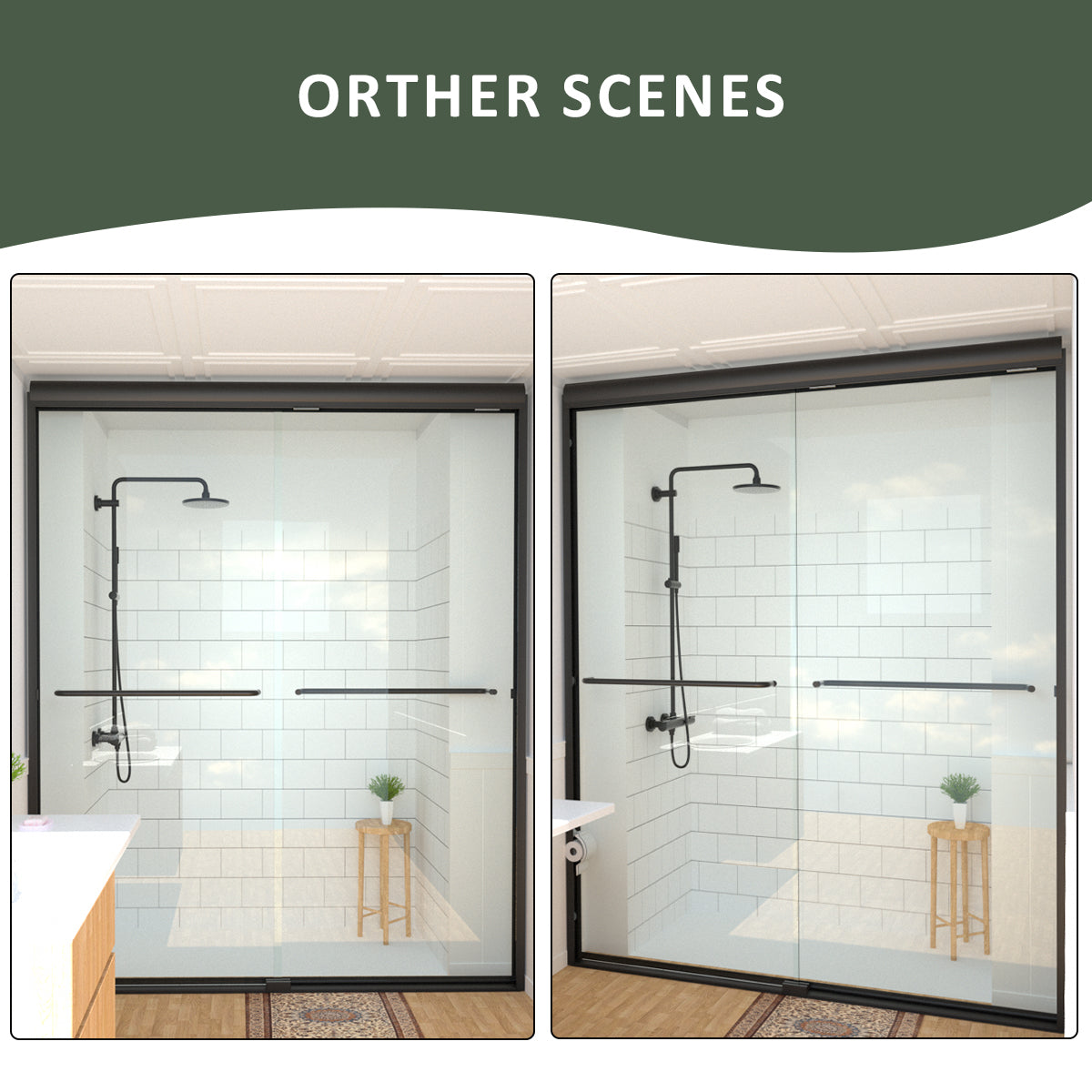Nesso 60 in. W x 72 in. H Sliding Semi-Frameless Shower Door in Matte Black Finish with Clear Glass HBSD98-7260MB-10