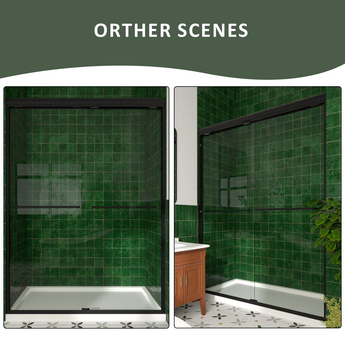 Nesso 60 in. W x 72 in. H Sliding Semi-Frameless Shower Door in Matte Black Finish with Clear Glass HBSD98-7260MB-11