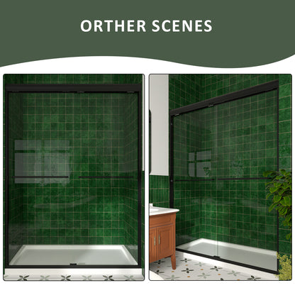 Nesso 60 in. W x 72 in. H Sliding Semi-Frameless Shower Door in Matte Black Finish with Clear Glass HBSD98-7260MB-11