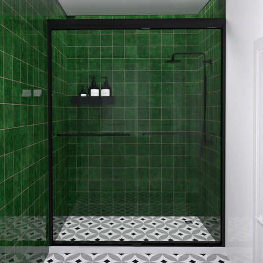 JRStart 60 in. W x 72 in. H Sliding Semi-Frameless Shower Door  Finish with Clear Glass