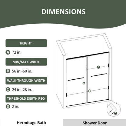 Nesso 60 in. W x 72 in. H Sliding Semi-Frameless Shower Door in Matte Black Finish with Clear Glass HBSD98-7260MB-3