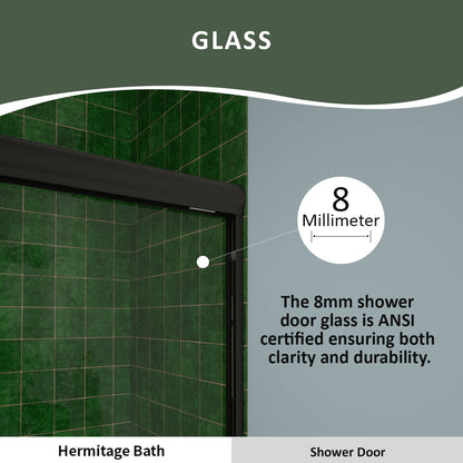 Nesso 60 in. W x 72 in. H Sliding Semi-Frameless Shower Door in Matte Black Finish with Clear Glass HBSD98-7260MB-4