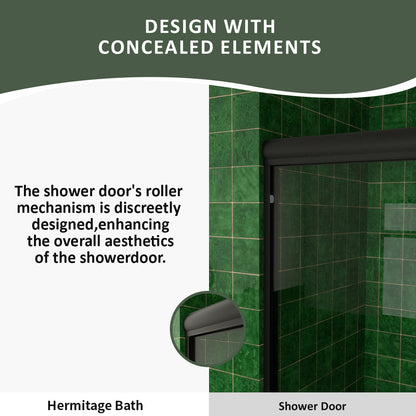 Nesso 60 in. W x 72 in. H Sliding Semi-Frameless Shower Door in Matte Black Finish with Clear Glass HBSD98-7260MB-7