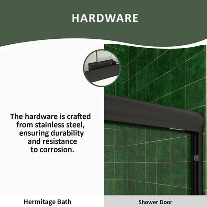 Nesso 60 in. W x 72 in. H Sliding Semi-Frameless Shower Door in Matte Black Finish with Clear Glass HBSD98-7260MB-8