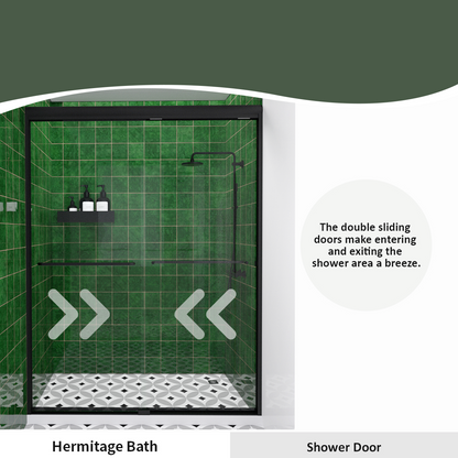 Nesso 60 in. W x 72 in. H Sliding Semi-Frameless Shower Door in Matte Black Finish with Clear Glass HBSD98-7260MB-9