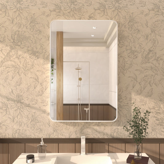 S Cosy 24 in. W x 36 in. H Rectangular Framed Wall Bathroom Vanity Mirror in Rose Gold