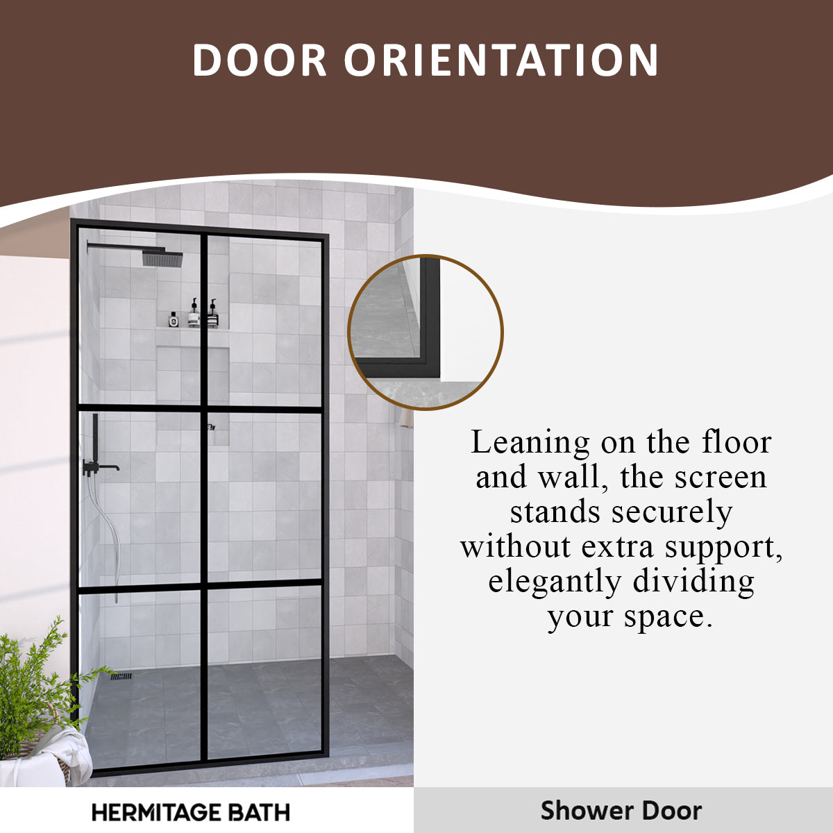 Hilma 34 in. W x 72 in. H Fixed Framed Shower Door in Matte Black Finish with Clear Glass HBSS1010A-3472MB-6