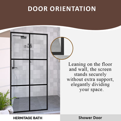 Hilma 34 in. W x 72 in. H Fixed Framed Shower Door in Matte Black Finish with Clear Glass HBSS1010A-3472MB-6