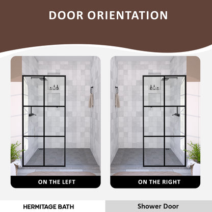 Hilma 34 in. W x 72 in. H Fixed Framed Shower Door in Matte Black Finish with Clear Glass HBSS1010A-3472MB-9