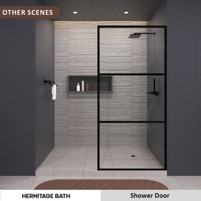Hilma 34 in. W x 72 in. H Fixed Framed Shower Door in Matte Black Finish with Clear Glass HBSS1010B-3472MB-10