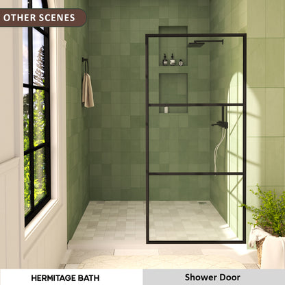Hilma 34 in. W x 72 in. H Fixed Framed Shower Door in Matte Black Finish with Clear Glass HBSS1010B-3472MB-11