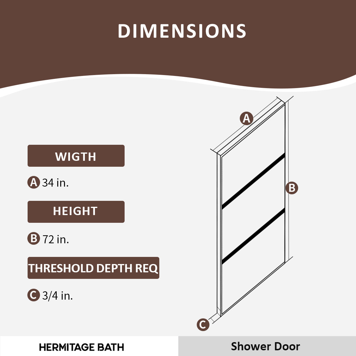 Hilma 34 in. W x 72 in. H Fixed Framed Shower Door in Matte Black Finish with Clear Glass HBSS1010B-3472MB-3