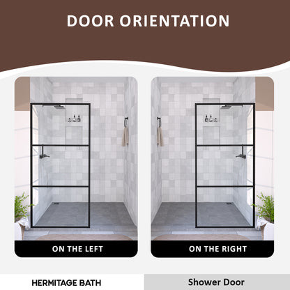 Hilma 34 in. W x 72 in. H Fixed Framed Shower Door in Matte Black Finish with Clear Glass HBSS1010B-3472MB-9