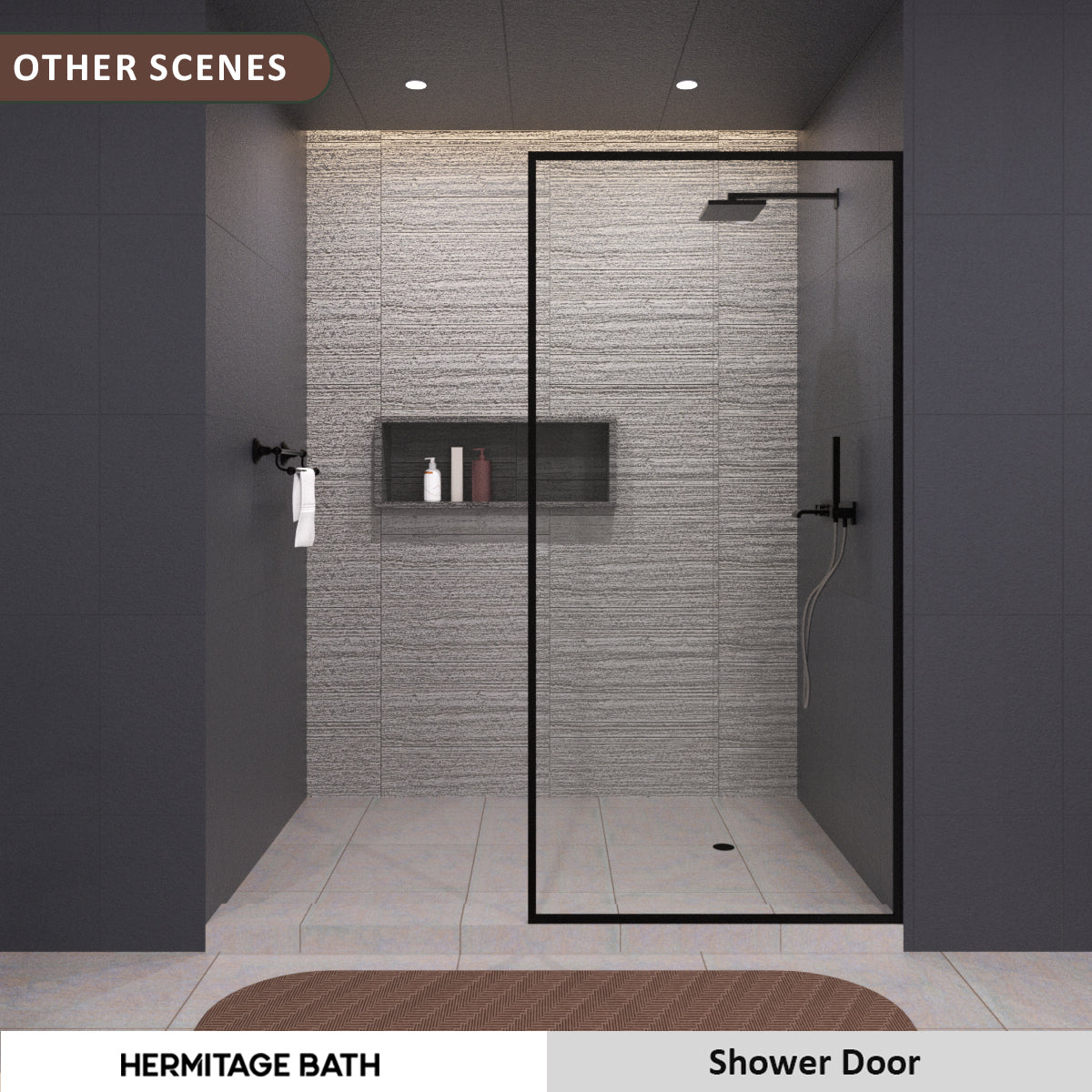 Hilma 34 in. W x 72 in. H Fixed Framed Shower Door in Matte Black Finish with Clear Glass HBSS1010C-3472MB-10