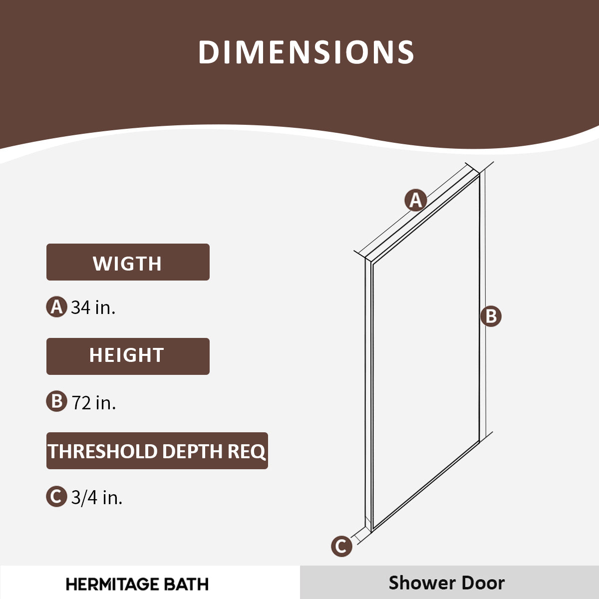 Hilma 34 in. W x 72 in. H Fixed Framed Shower Door in Matte Black Finish with Clear Glass HBSS1010C-3472MB-3