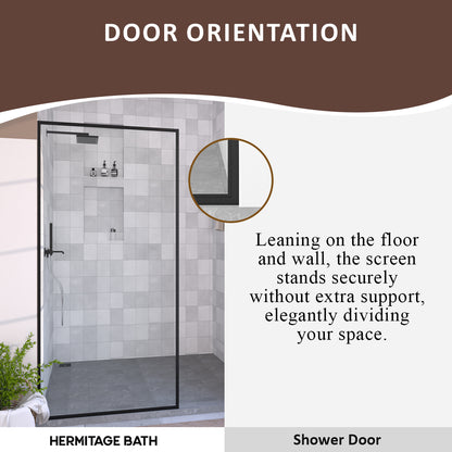Hilma 34 in. W x 72 in. H Fixed Framed Shower Door in Matte Black Finish with Clear Glass HBSS1010C-3472MB-6