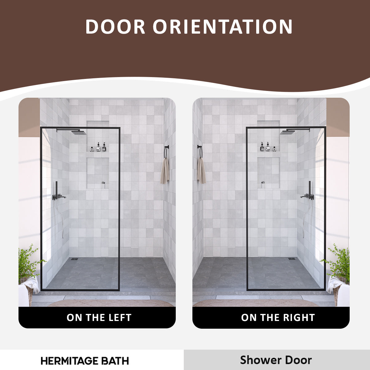 Hilma 34 in. W x 72 in. H Fixed Framed Shower Door in Matte Black Finish with Clear Glass HBSS1010C-3472MB-9
