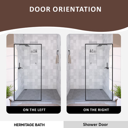 Hilma 34 in. W x 72 in. H Fixed Framed Shower Door in Matte Black Finish with Clear Glass HBSS1010C-3472MB-9