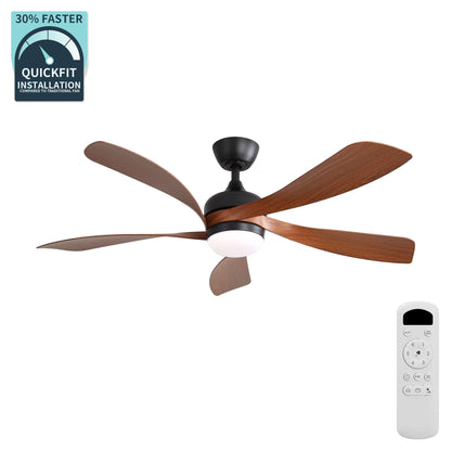 Taimei Sleek 52 in. Ceiling Fan - 5 Precision ABS Blades with Soft LED Light and Whisper-Quiet 6-Speed Remote Control KBS-52K096-BK-DC-ABS-SMW-60-W