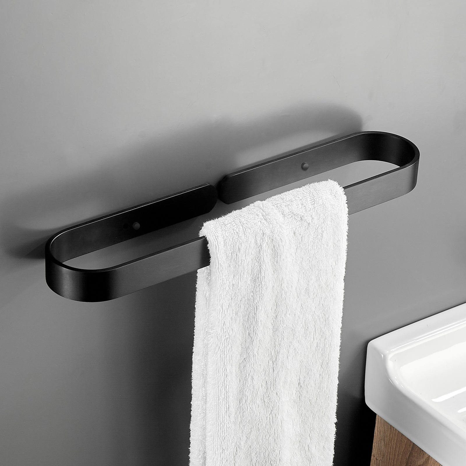 Gluon Wall Mounted Square Semi-Enclosed/Closed Towel Ring KCAM02B_2