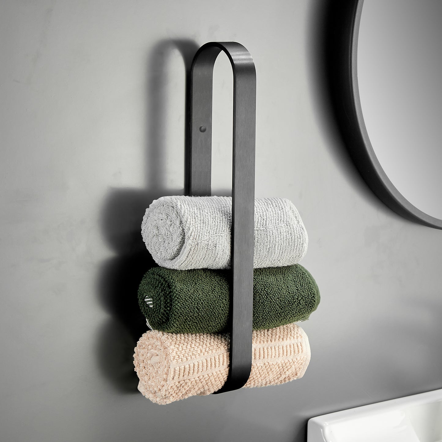 Gluon Wall Mounted Square Semi-Enclosed/Closed Towel Ring KCAM02B_4