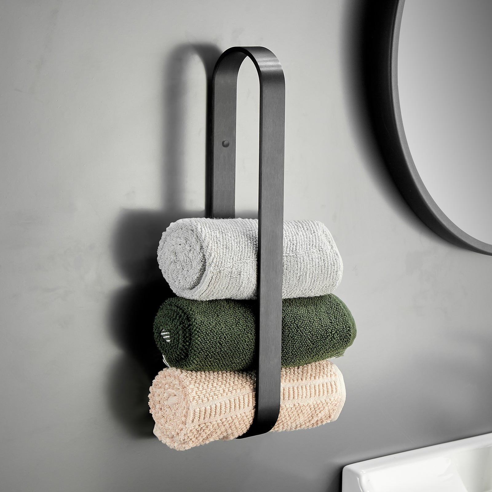 Gluon Wall Mounted Square Semi-Enclosed/Closed Towel Ring KCAM02B_4